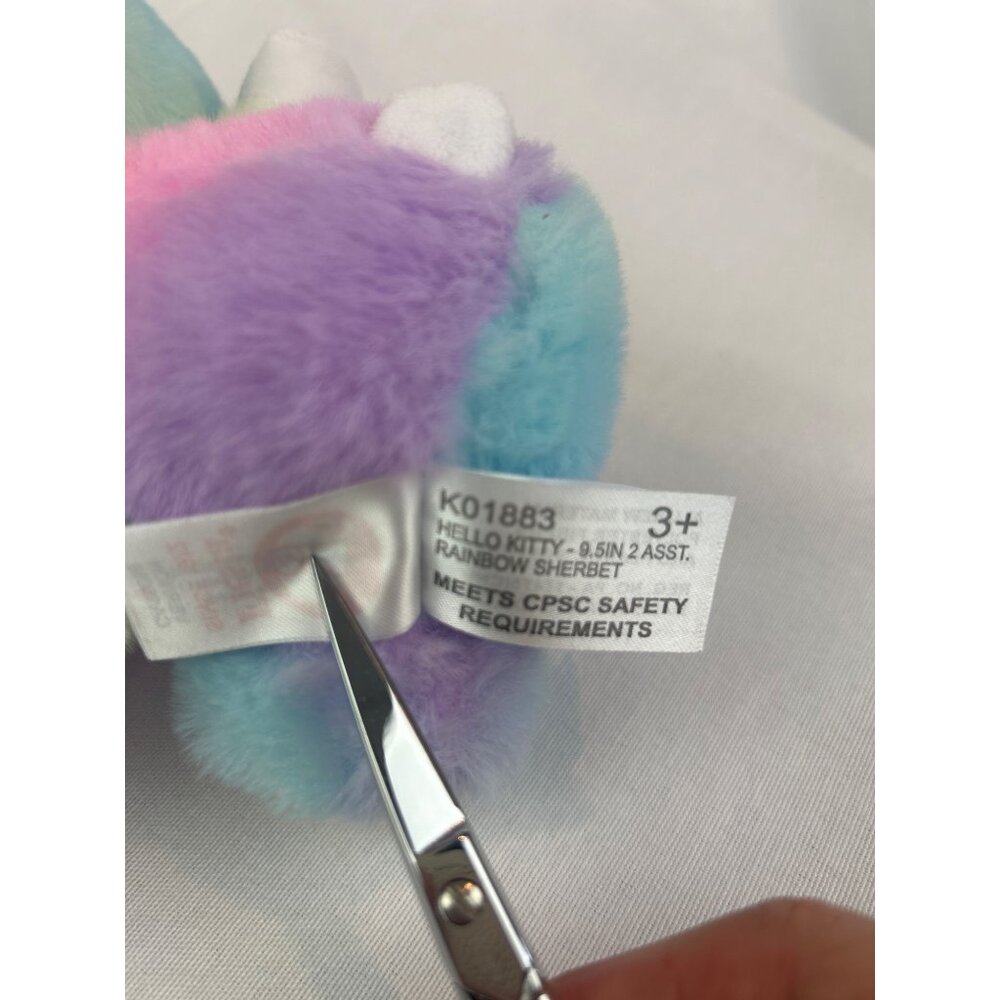 Fiesta Sanrio Hello Kitty Plush Rainbow Sherbet Soft Stuffed Toy Pink Bow Tag - Picture 9 of 13
